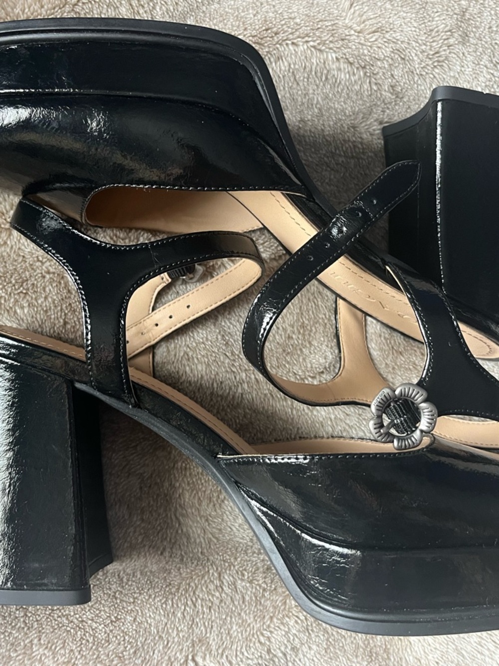 Coach Black Patent Leather Slingback Block Heels - Picture 5 of 7